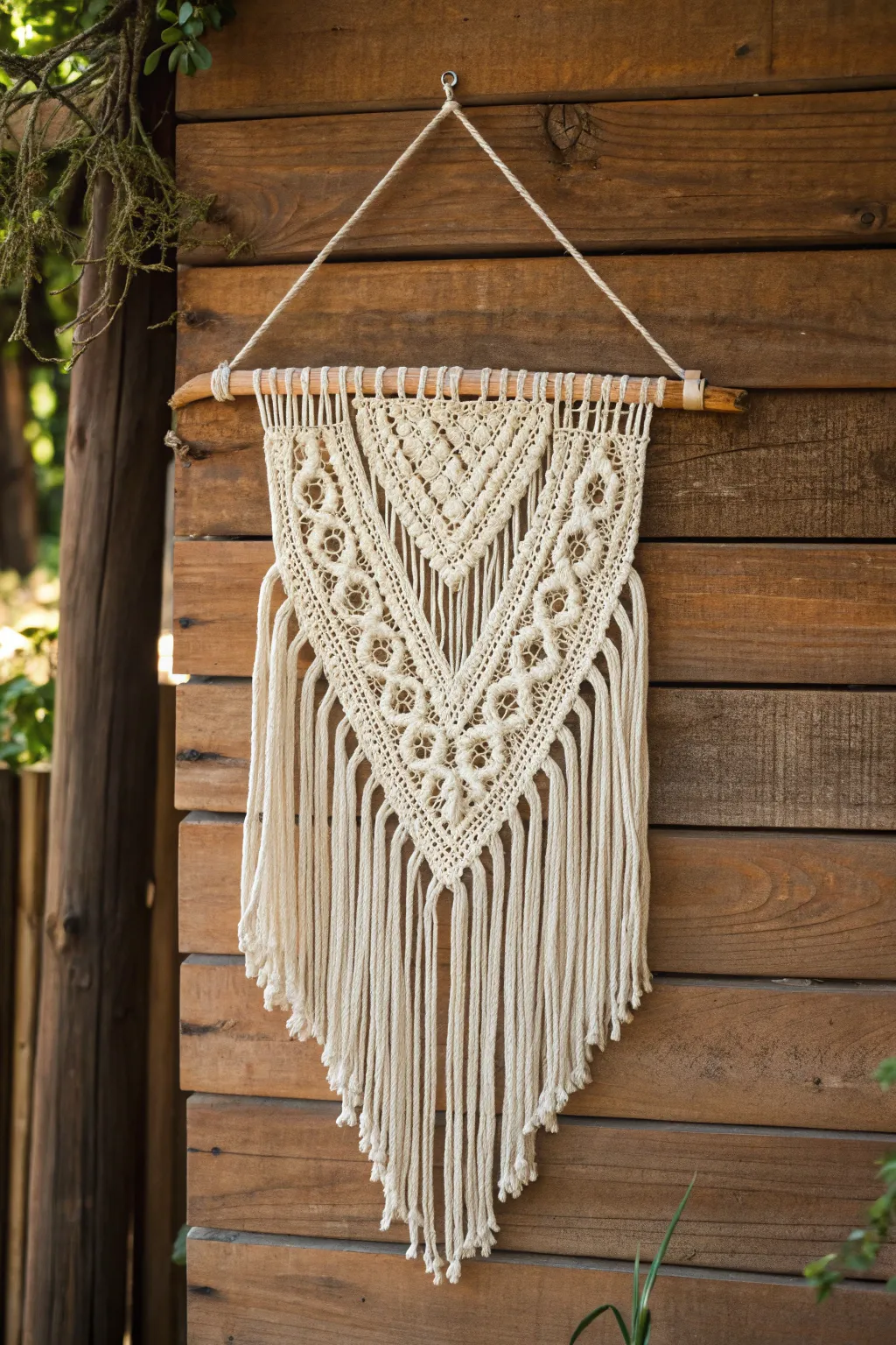 Add a touch of boho elegance to your country wedding with handcrafted macrame hangings.