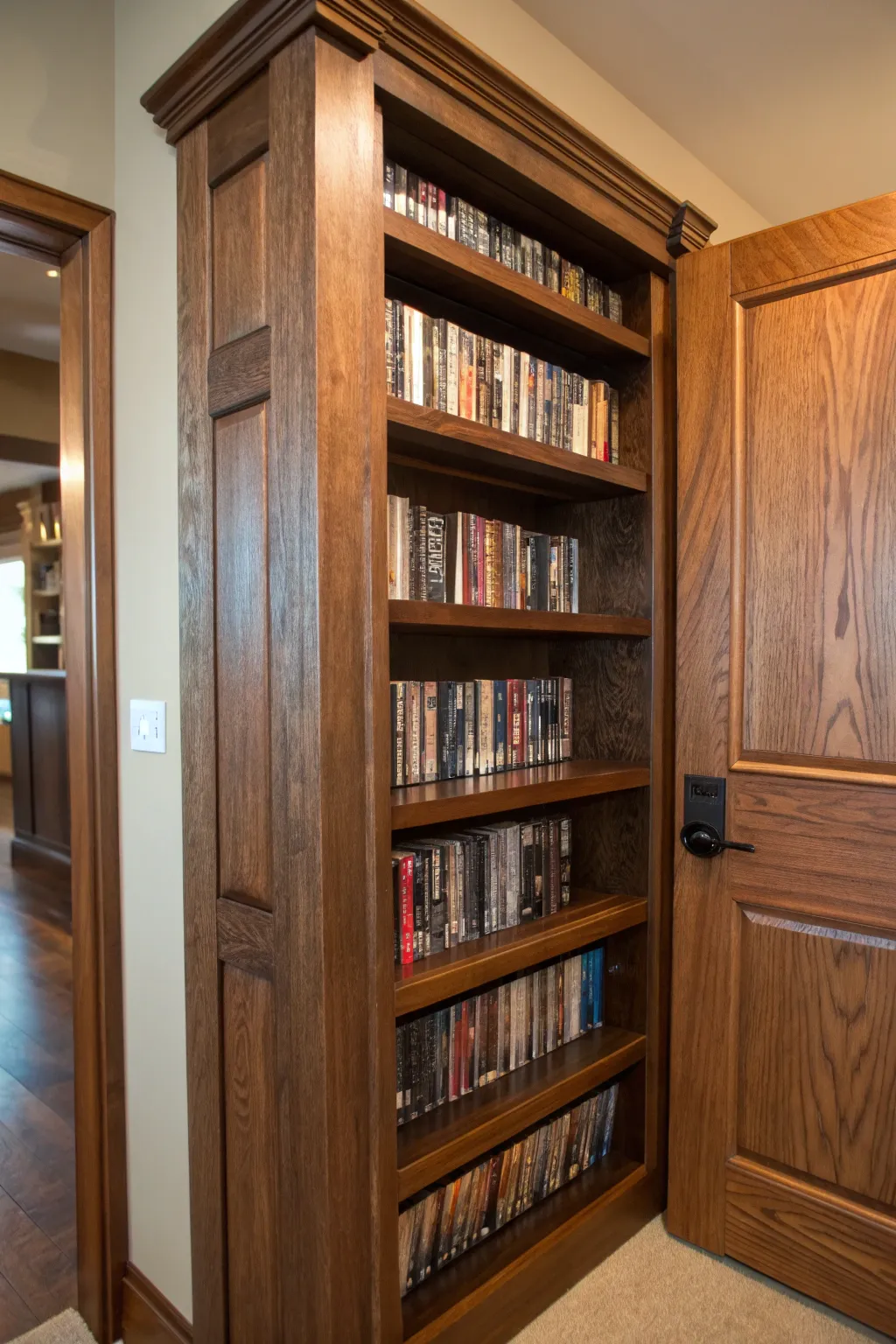 Transform your space with sleek, handcrafted back-of-the-door DVD storage.