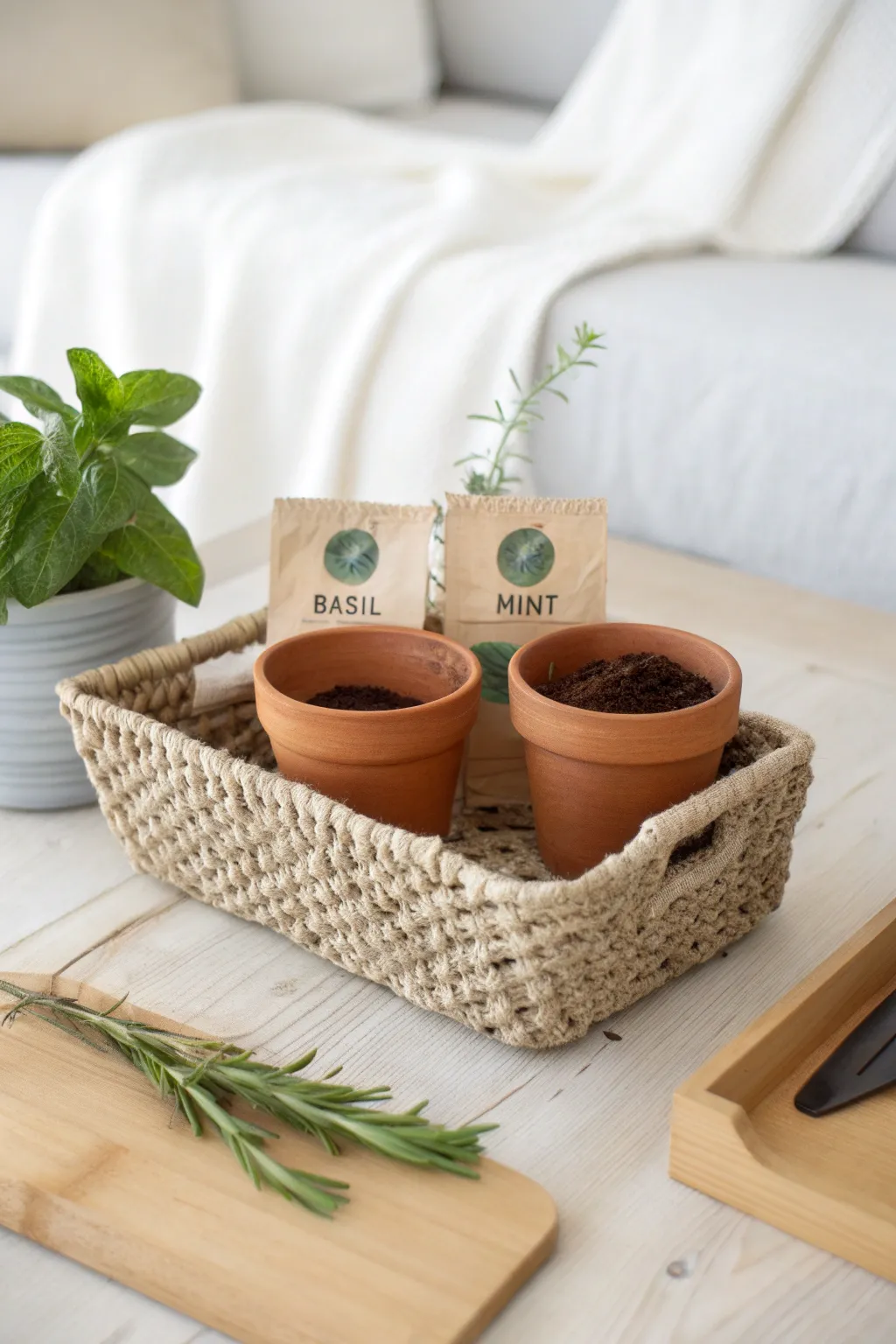 Gift the joy of fresh herbs with this charming DIY planting kit, perfect for kitchen garden enthusiasts!