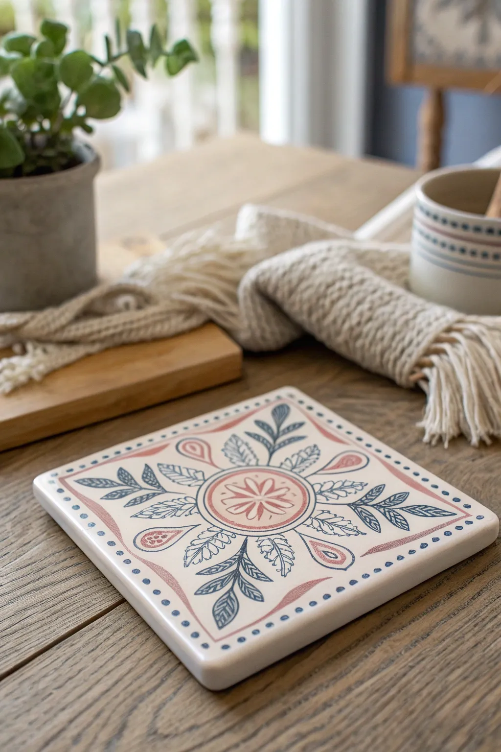 Elevate your coffee table with a touch of handcrafted charm. #DIYTileCoasters #ScandinavianBeauty