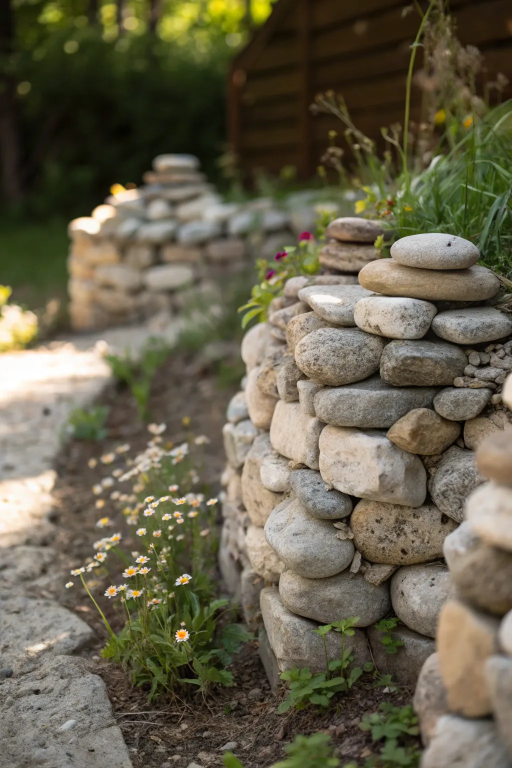 Transform your gnome garden with charming mini stone walls that blend rustic elegance with natural beauty.