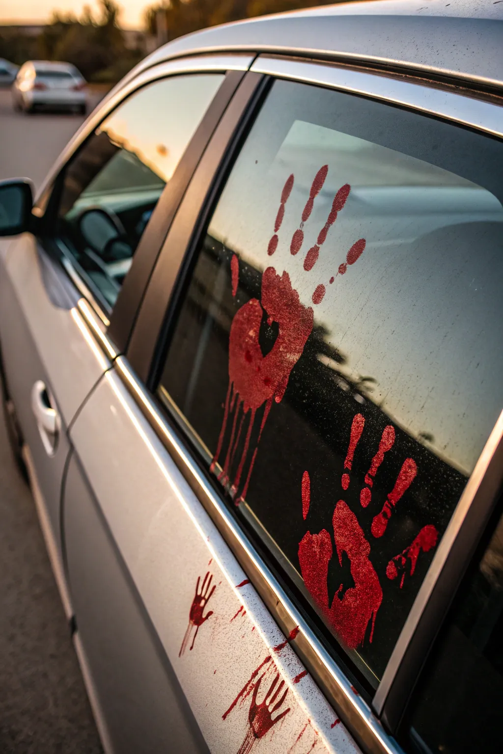 Transform your ride into a spine-chilling spectacle with these DIY bloody handprint decals!