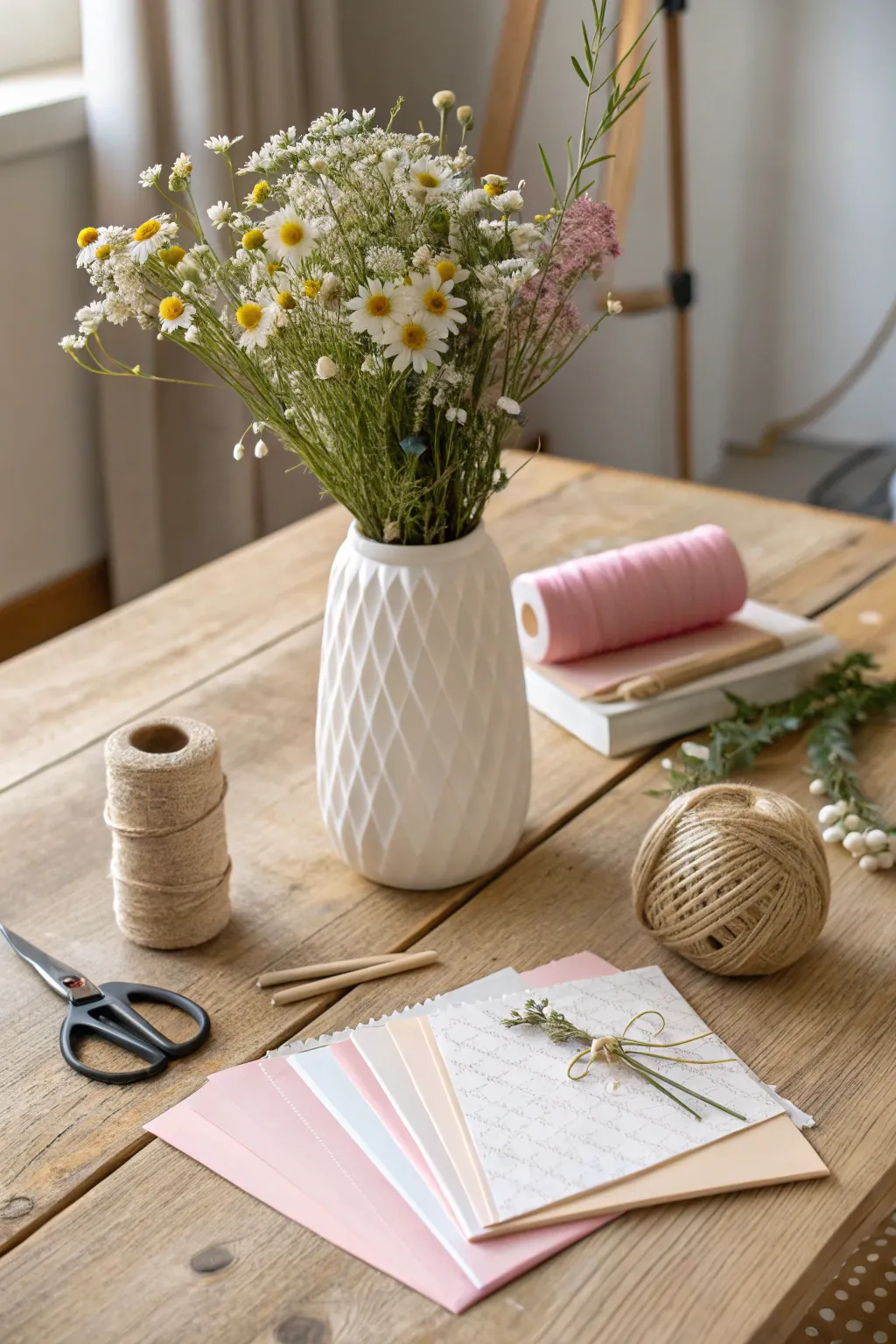 Unleash your creativity with a chic DIY craft station, perfect for your indoor picnic!