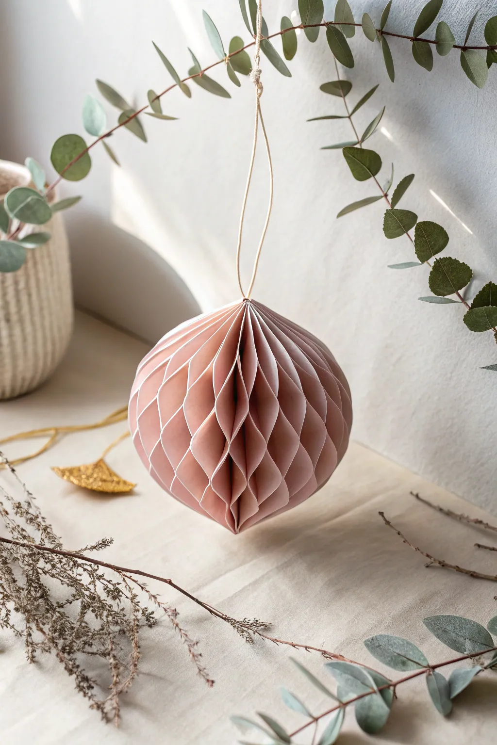 Elevate your holiday decor with this charming DIY paper honeycomb ornament, blending minimalist elegance with boho flair.