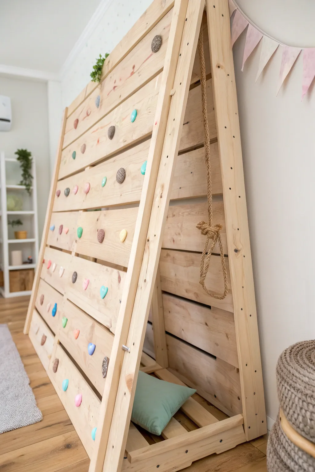 Transform playtime with a charming DIY pallet climbing wall—perfect for little adventurers and rainy days indoors!
