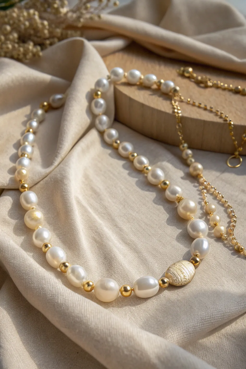 Embrace creativity with an asymmetrical pearl necklace—where elegance meets individuality.