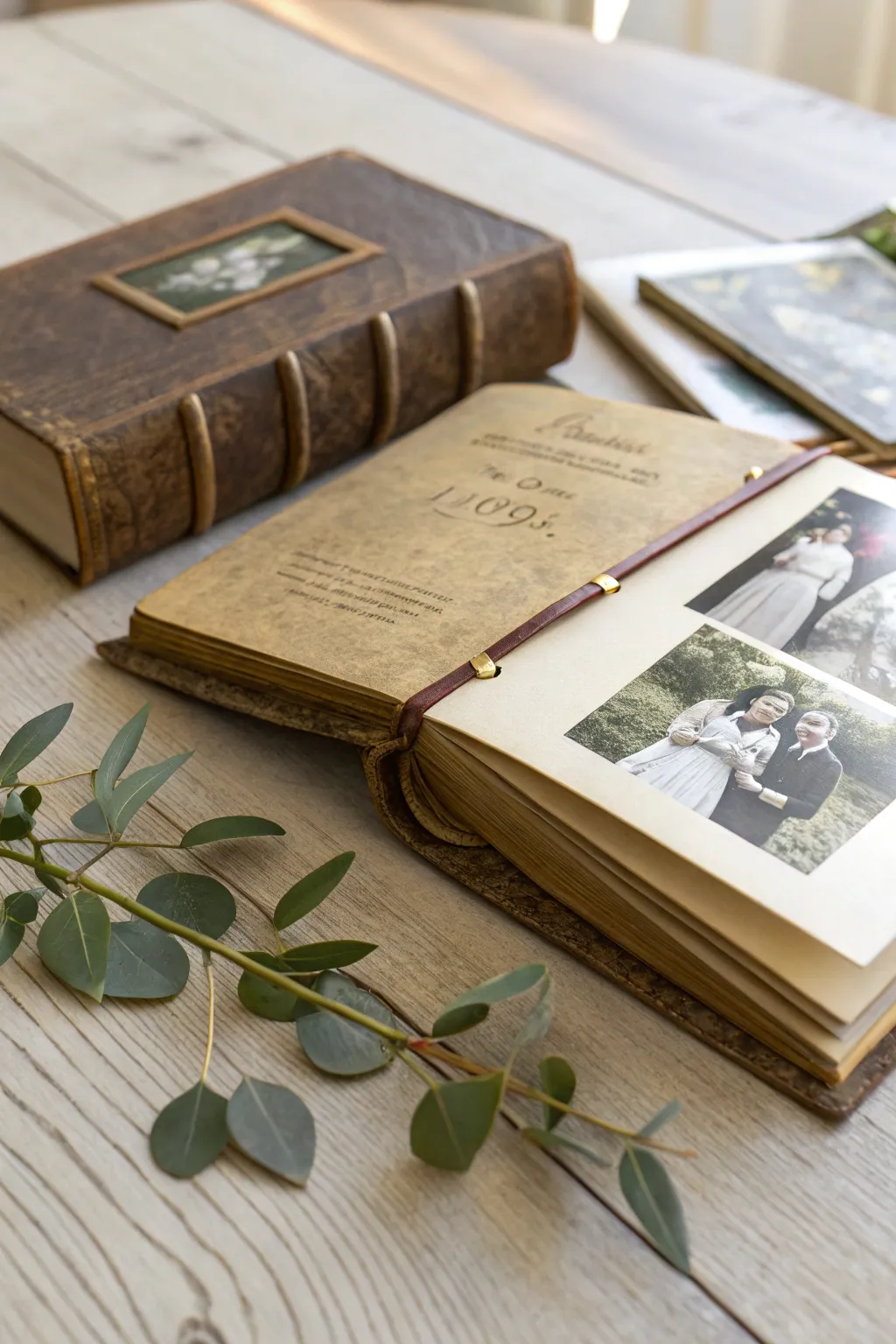Transform a vintage book into a charming photo album, perfect for preserving timeless memories with a touch of elegance.