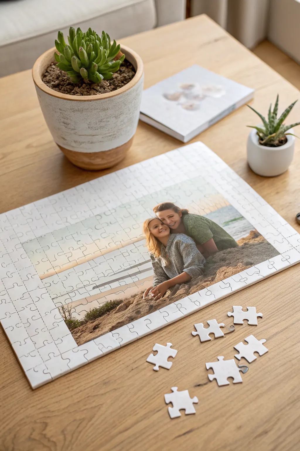 Piece together memories with a custom photo puzzle, where simplicity meets heartfelt craftsmanship.