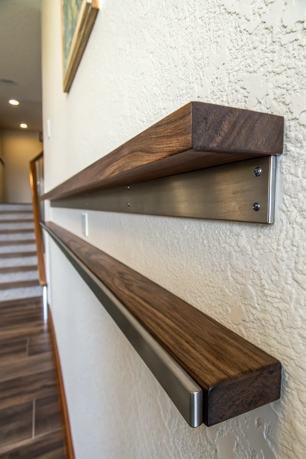 Elevate your space with a handcrafted multi-material ledge that blends wood and metal for a striking, eclectic style.