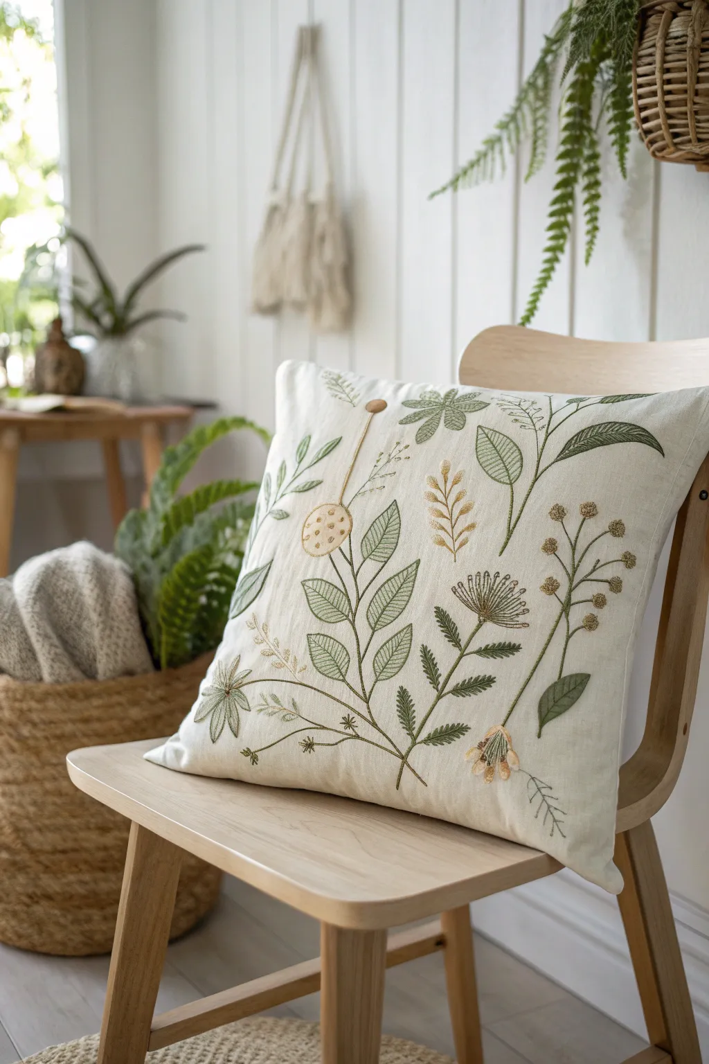 Bring the outdoors inside with nature-inspired appliqué art pillows, merging simplicity and elegance.