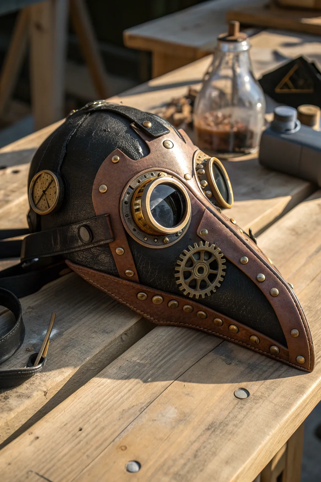 Craftsmanship meets imagination: A stunning steampunk plague doctor mask.
