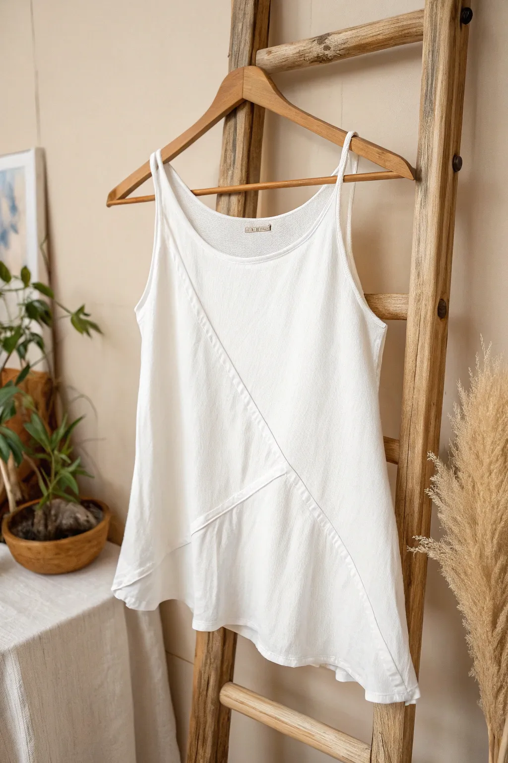 Elevate your style with a chic asymmetrical hemline. Simple, elegant, and uniquely you.