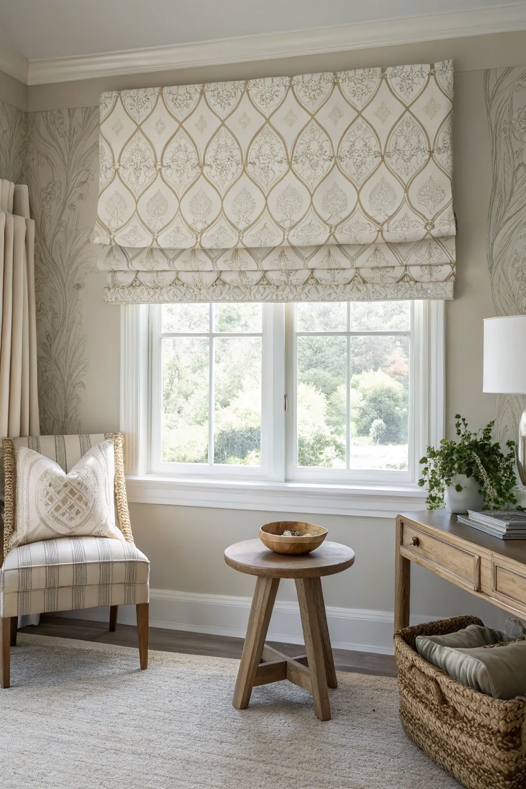 Elevate your space with a DIY wallpapered valance, effortlessly blending Scandinavian simplicity with Boho charm.