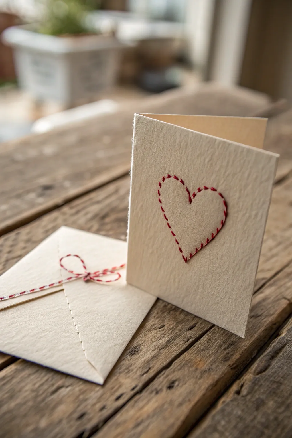 Stitched with Love: A simple yet heartfelt DIY Valentine's card that speaks volumes.