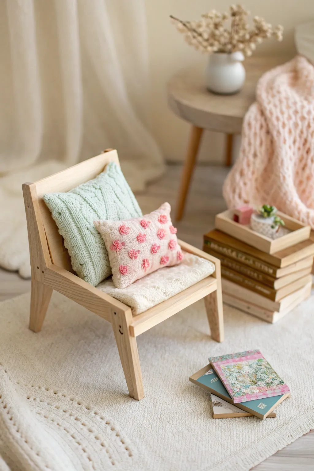 Tiny Spaces, Big Dreams: A doll's perfect spot for storytime.