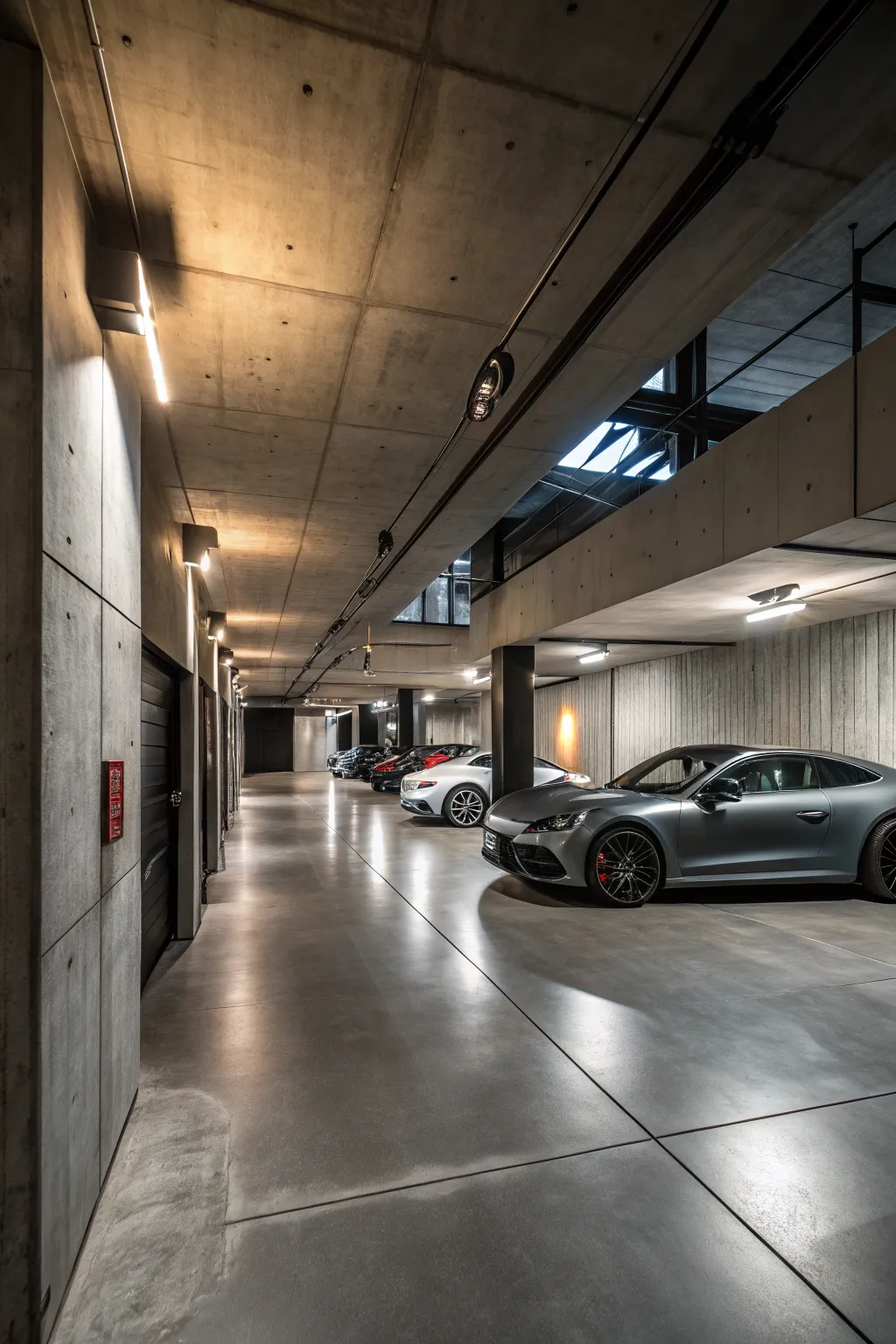 A hidden garage with a sleek, modern design.