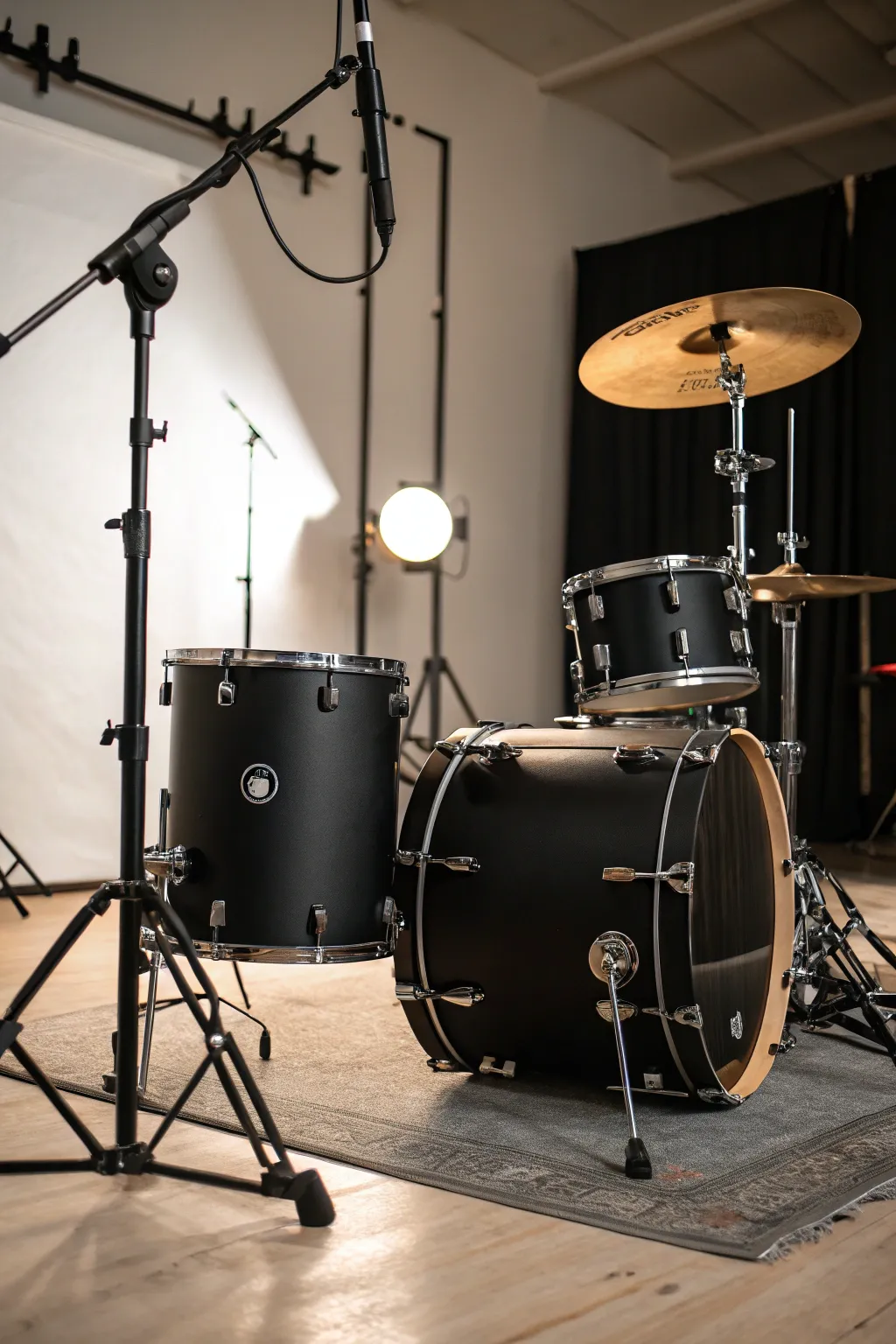 Elevate your setup with the sleek sophistication of a matte black drum wrap.