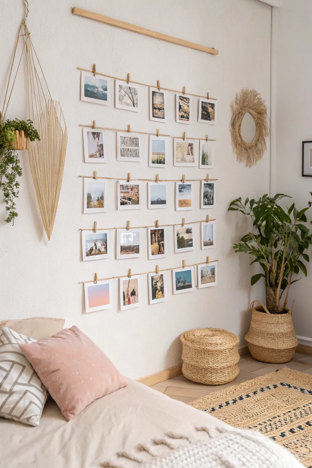 Transform your space with a personalized photo collage wall, where each picture tells a story of cherished memories.
