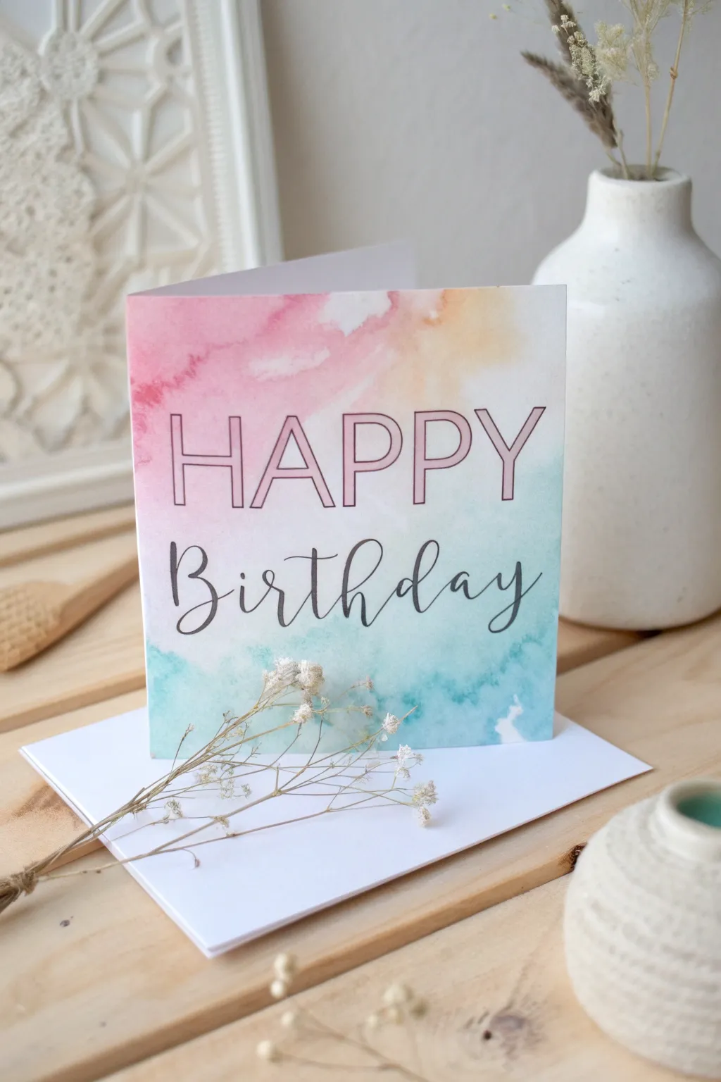 Add a touch of serenity and craftsmanship to your birthday greetings with a watercolor wash card.