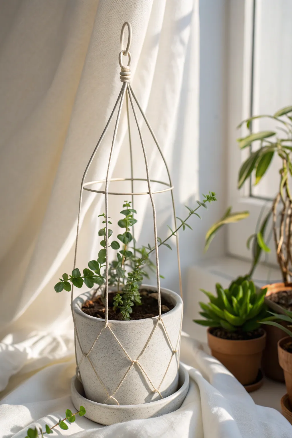 Transform wire hangers into a chic trellis for your potted plants—simple, stylish, and oh-so-crafty!