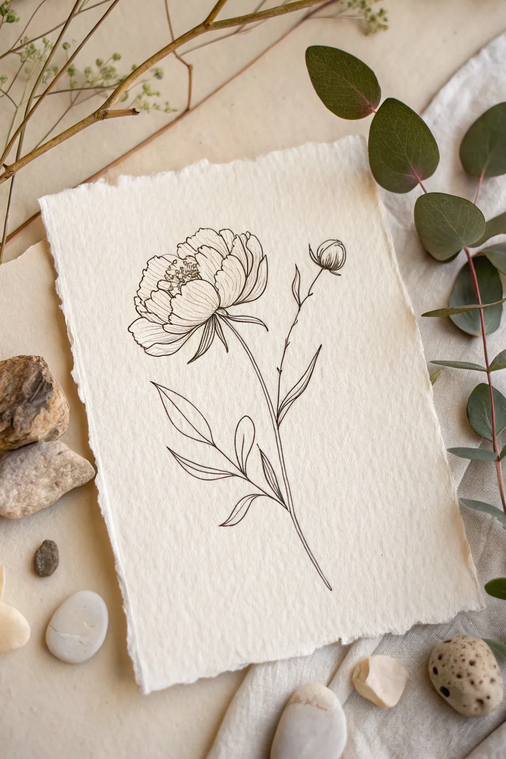 Discover the art of simplicity with this elegant botanical sketch, perfect for coloring and relaxation.