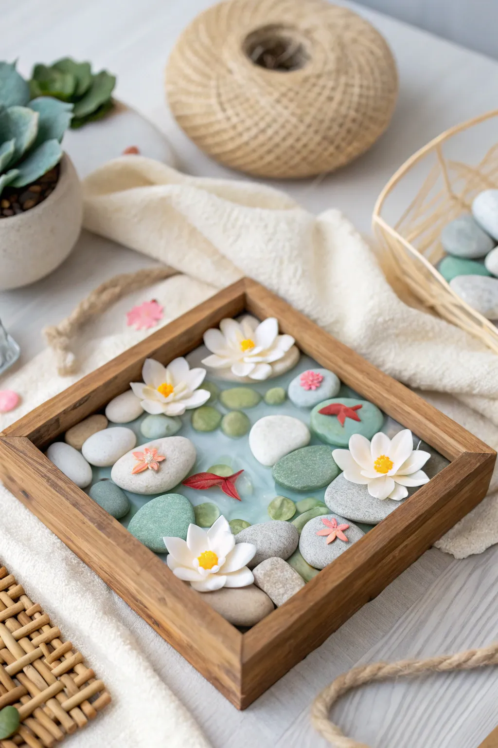 Create serenity with this charming pebble pond art—a perfect blend of nature and creativity for little hands!