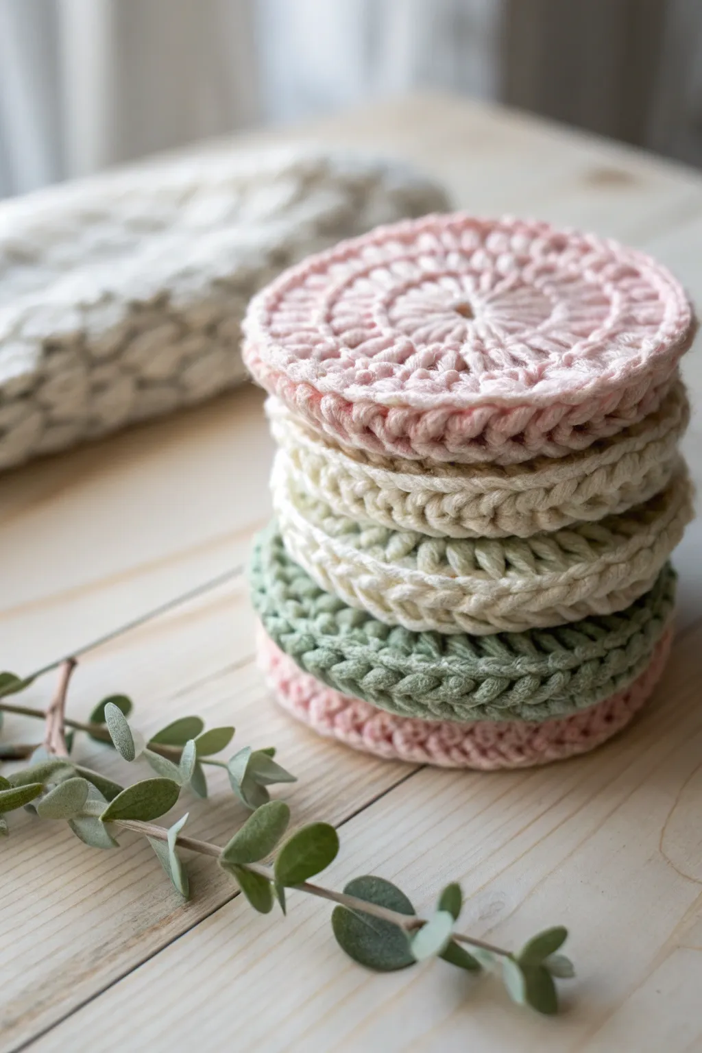 Eco-friendly elegance: Upgrade your skincare routine with these charming crocheted face scrubbies.