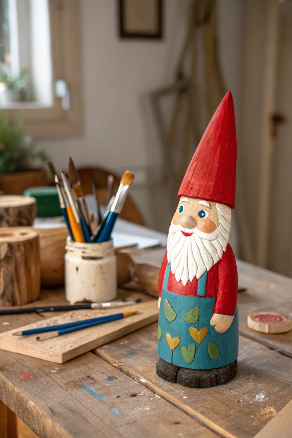 Bring a smile with this charming handcrafted gnome, perfect for adding a playful touch to your decor.