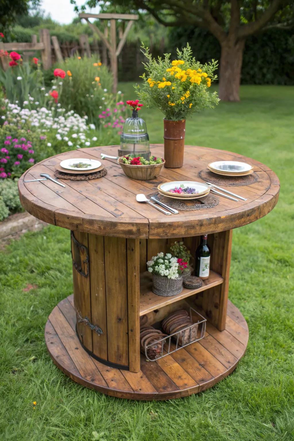 Craft your perfect outdoor cookout companion with this rustic garden barbecue table.