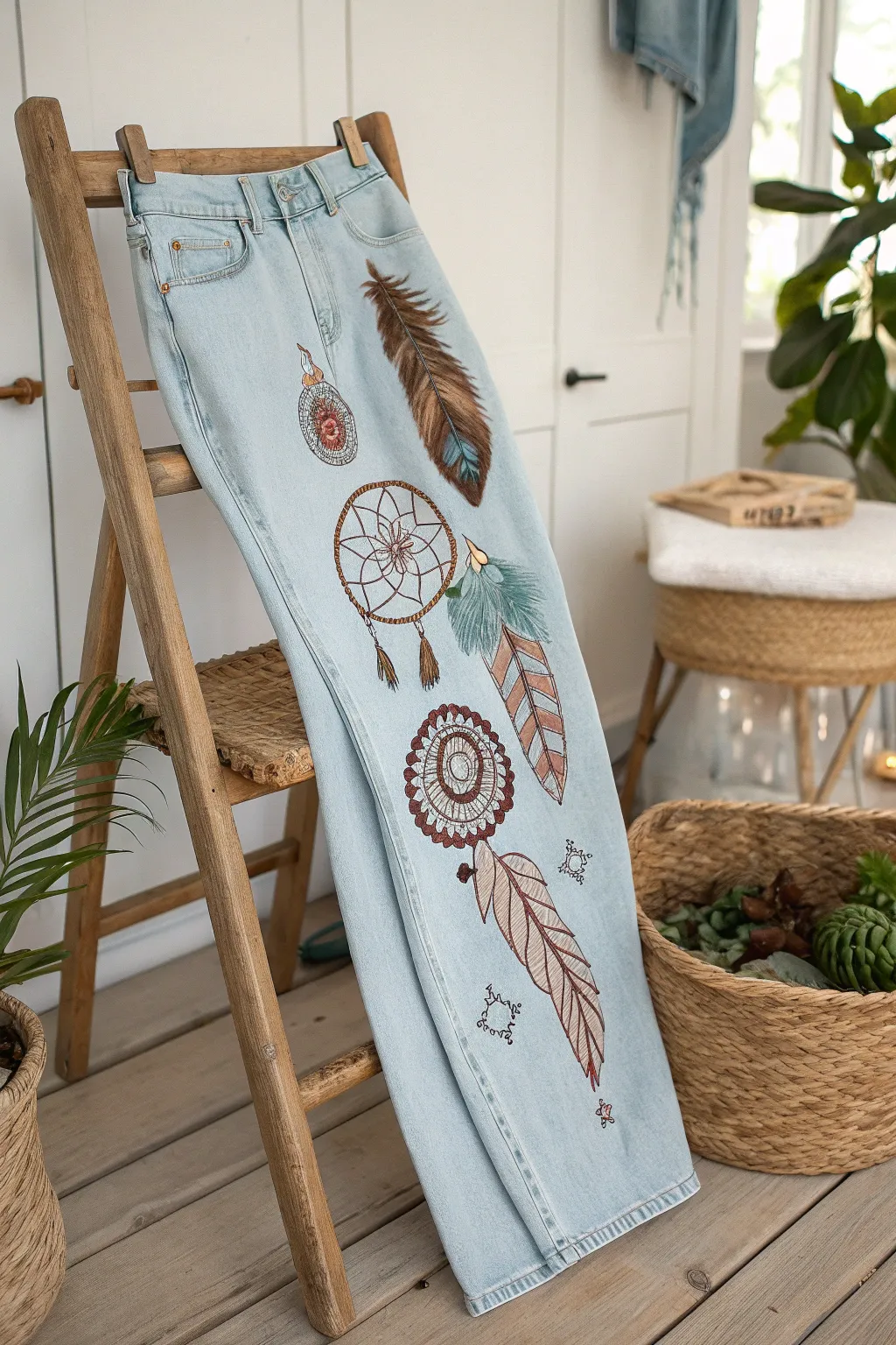 Embrace your free spirit with boho-inspired embroidered jeans. 🌿✨ #BohoVibes