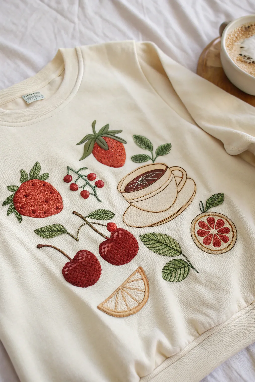 Embrace your inner foodie with this stunningly crafted embroidery sweatshirt, where simplicity meets delightful culinary inspiration.