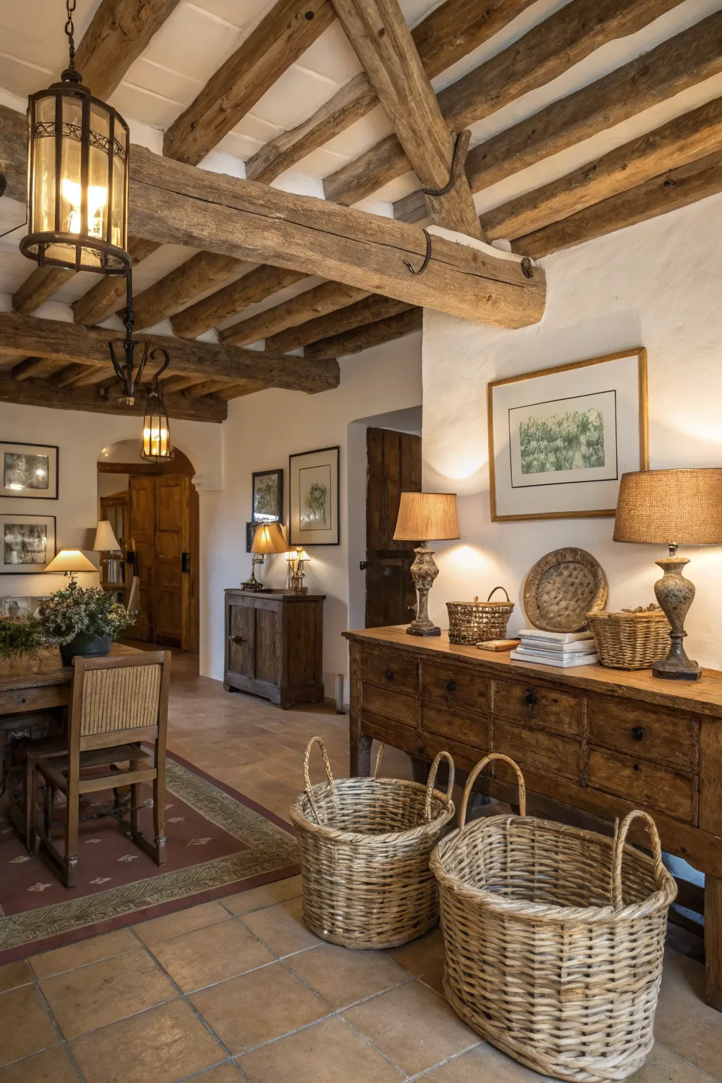 Exposed beams add architectural interest and charm.