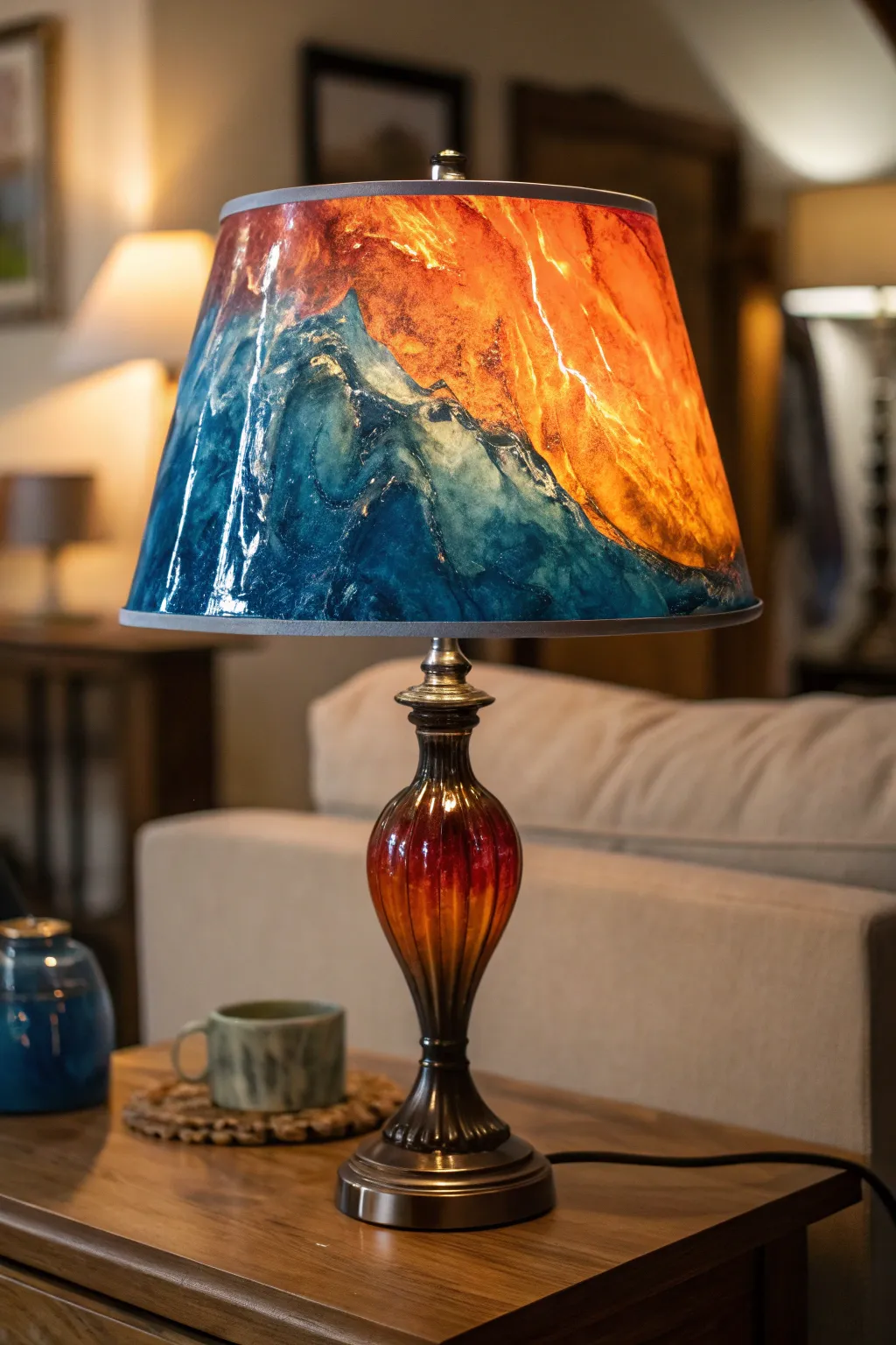Illuminate your space with the captivating artistry of an epoxy resin lampshade.
