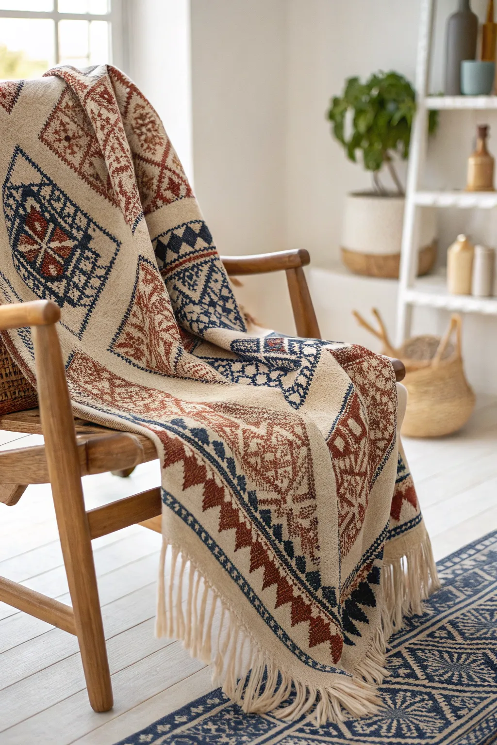 Embrace the world through fabric: A touch of Moroccan elegance in minimalist design.