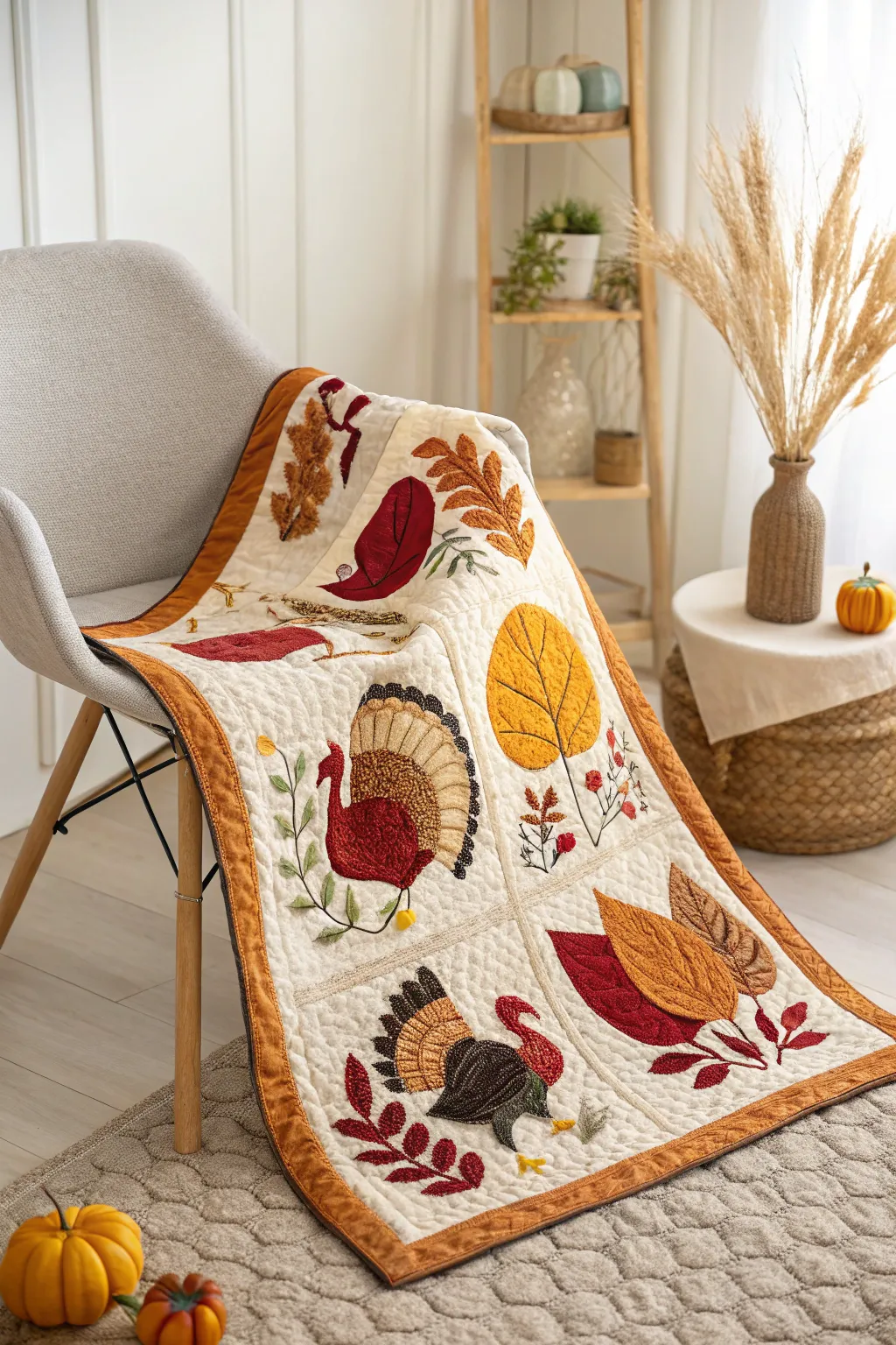 Wrap yourself in gratitude with this stunning Thanksgiving quilt, a perfect blend of tradition and minimalist elegance.