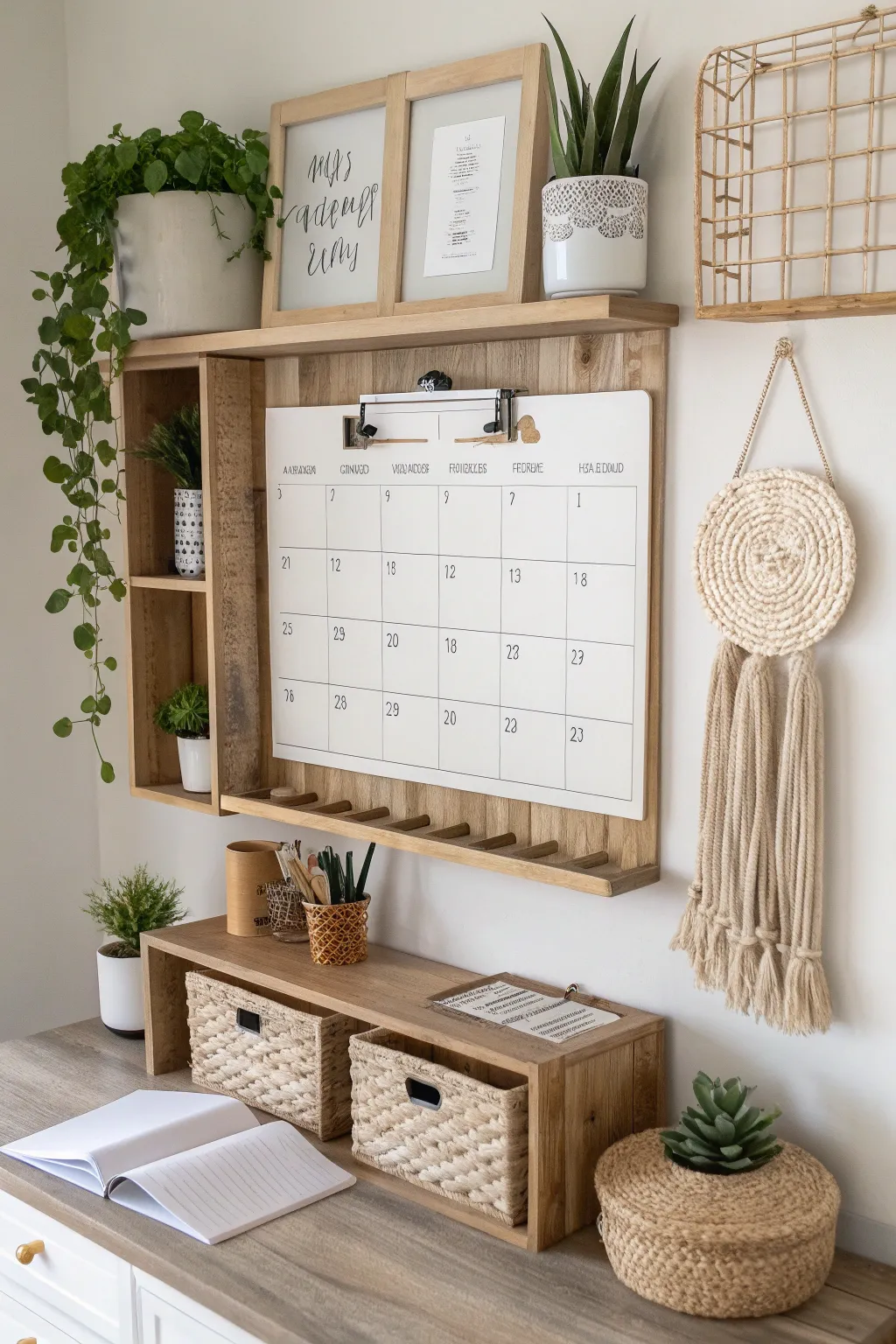 Elevate your family's organization with a stunning command center calendar that combines Scandinavian minimalism with boho flair.