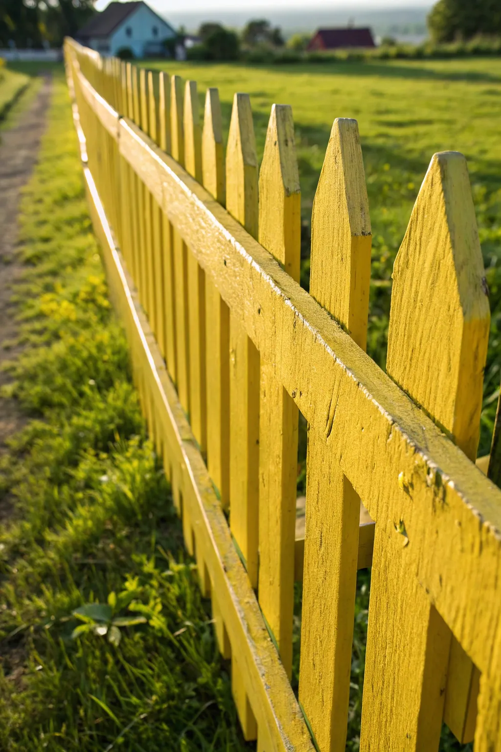 Add a pop of color to your farm with a vibrant yellow picket fence—where craftsmanship meets creativity.