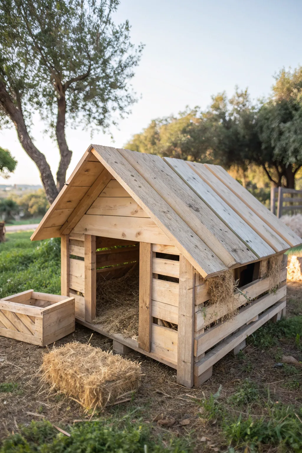 Embrace simplicity and sustainability with this charming recycled pallet palace for your feral feline friends.