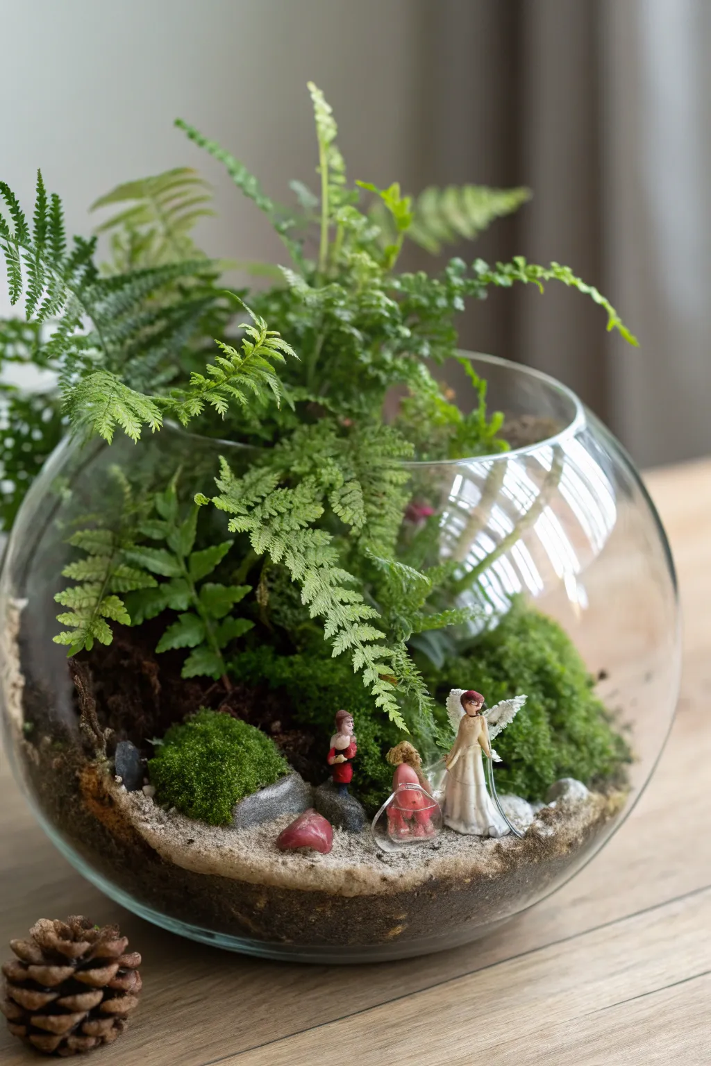 Step into a fairy tale with this enchanting fern terrarium, where whimsy meets minimalist beauty.