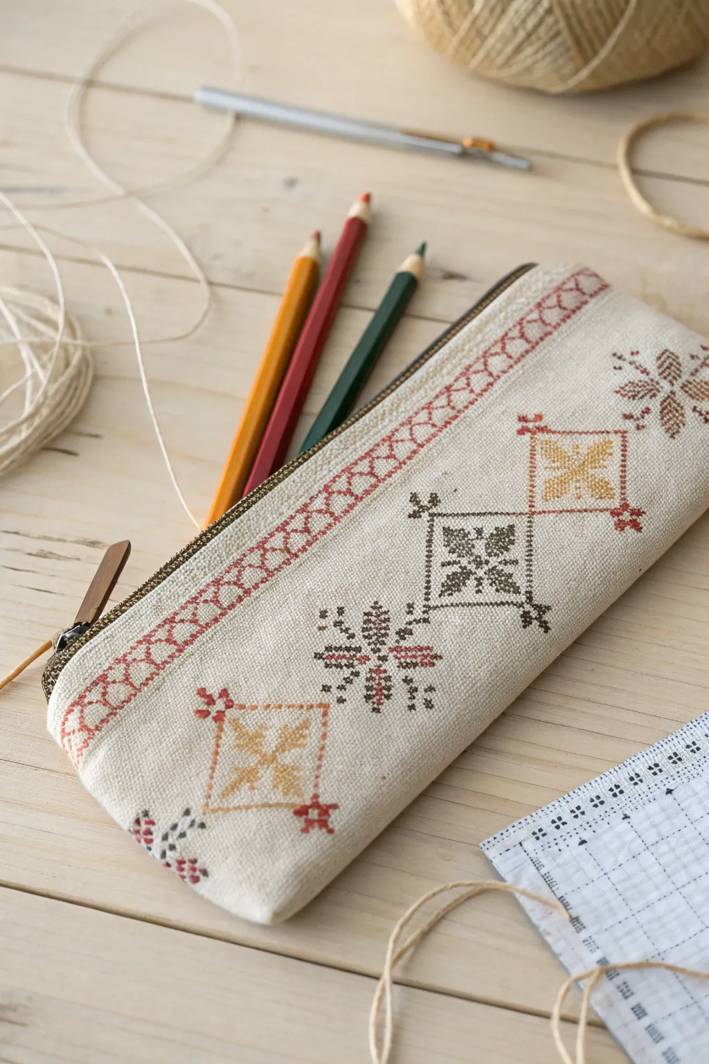 Elevate your crafting tools with a personalized cross-stitch pencil case—where simplicity meets artistry.
