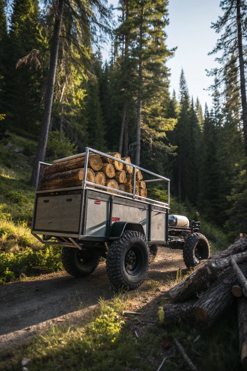 Ready for the wild: Take on any trail with this expertly crafted off-road firewood trailer.