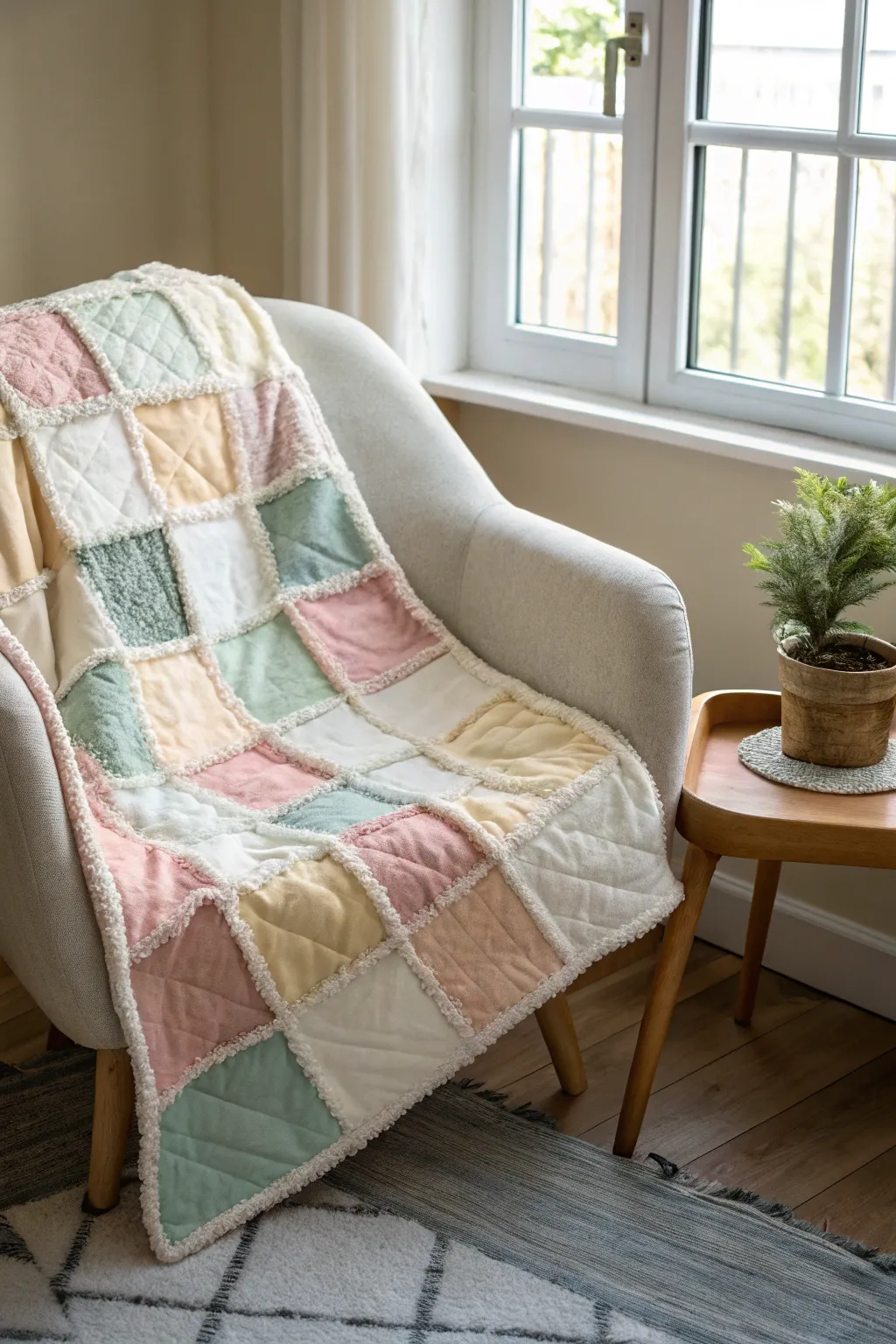 Wrap yourself in creativity with a handcrafted patchwork fleece quilt—where simplicity meets warmth.