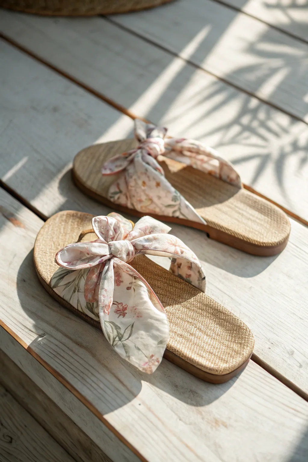 Step back in time with these chic, retro-inspired cloth bow sandals - perfect for your next vintage picnic!