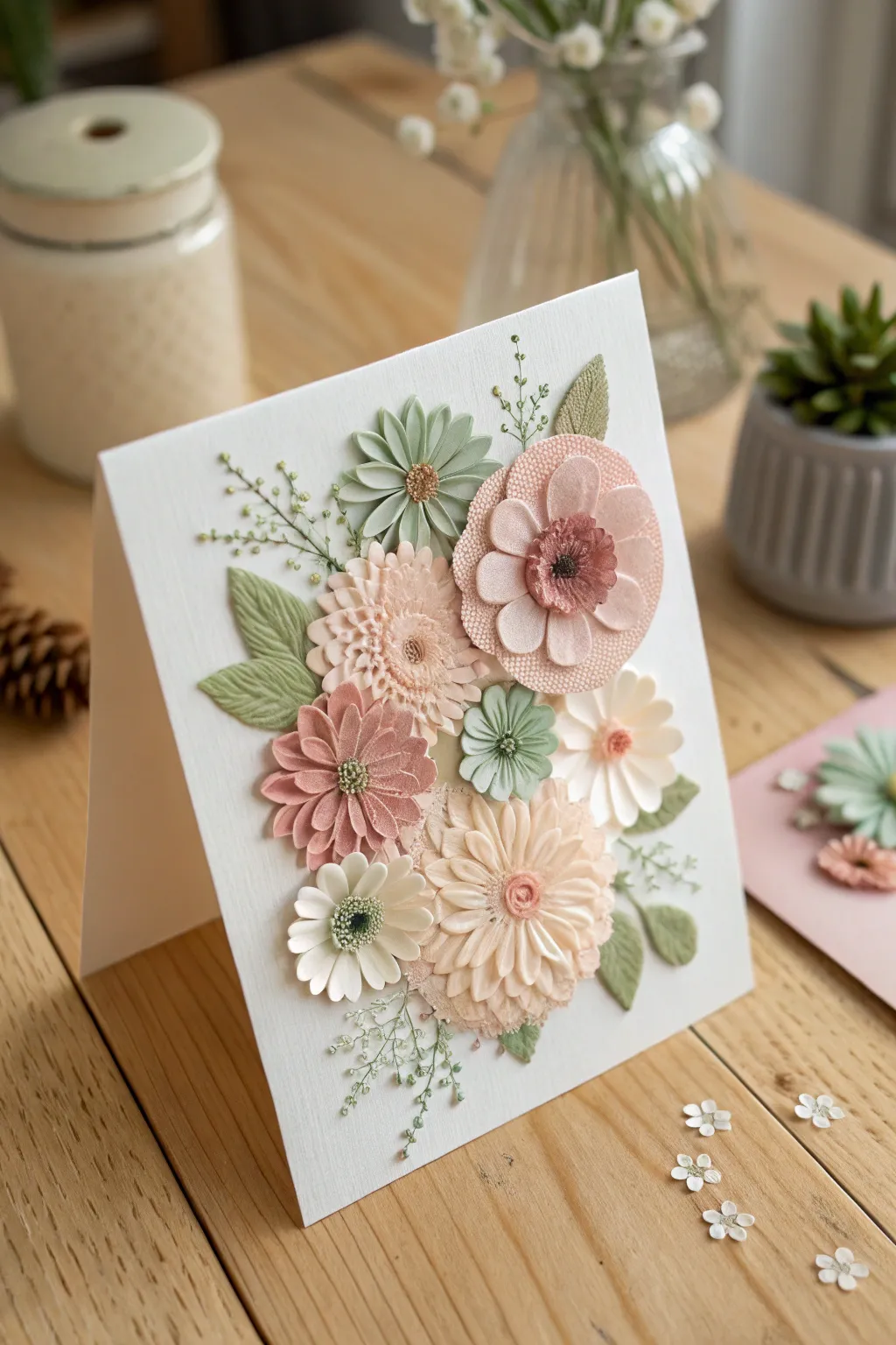 Elevate birthday wishes with a beautifully crafted floral collage card.