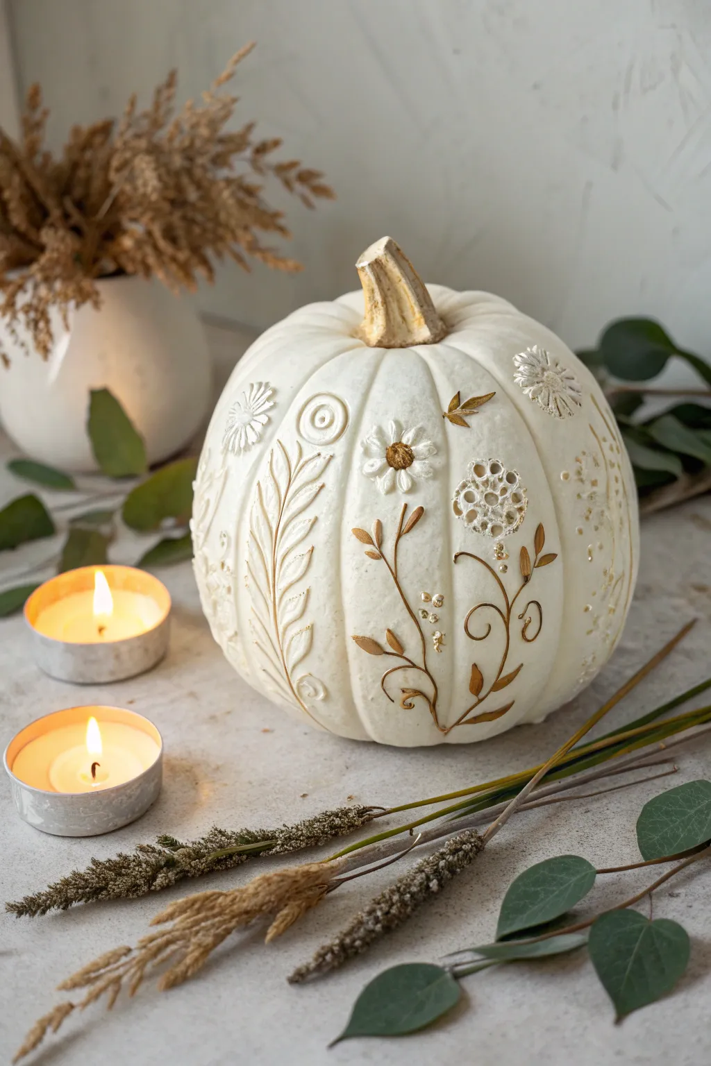 Step into a secret garden with this beautifully carved pumpkin masterpiece. 🌿✨ #NatureInspired #ScandiBoho