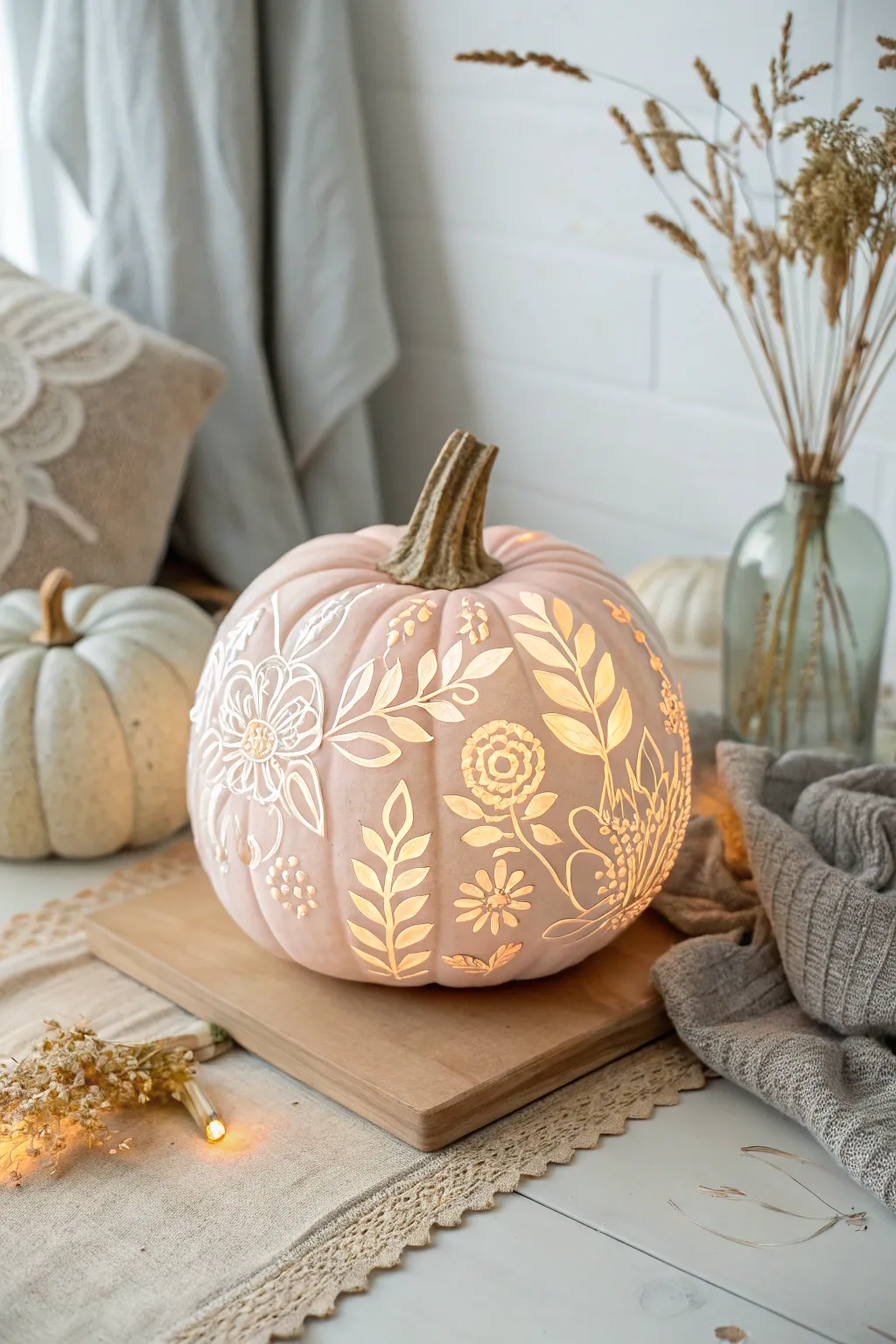 Illuminate your space with enchanting glow-in-the-dark floral pumpkins, where simplicity meets magical beauty.