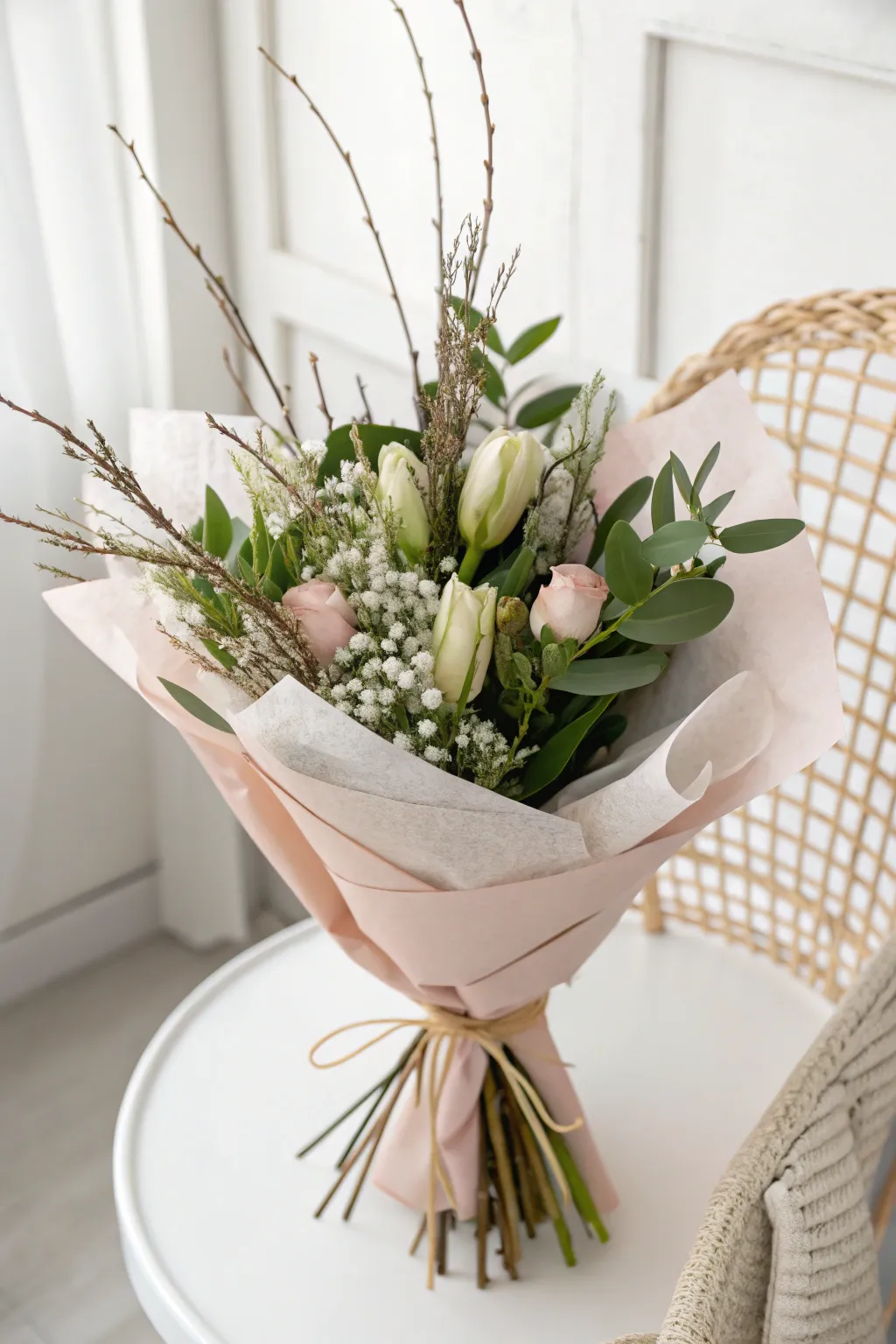 Elevate your gift with nature's touch: twigs and leaves for an earthy elegance.