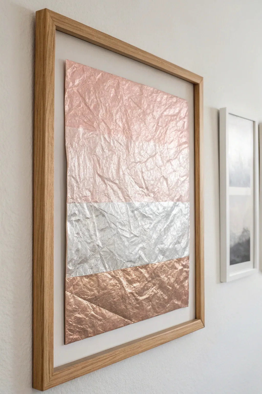 Discover the allure of textured foil art; where simplicity meets sophistication in every crinkle and gleam.