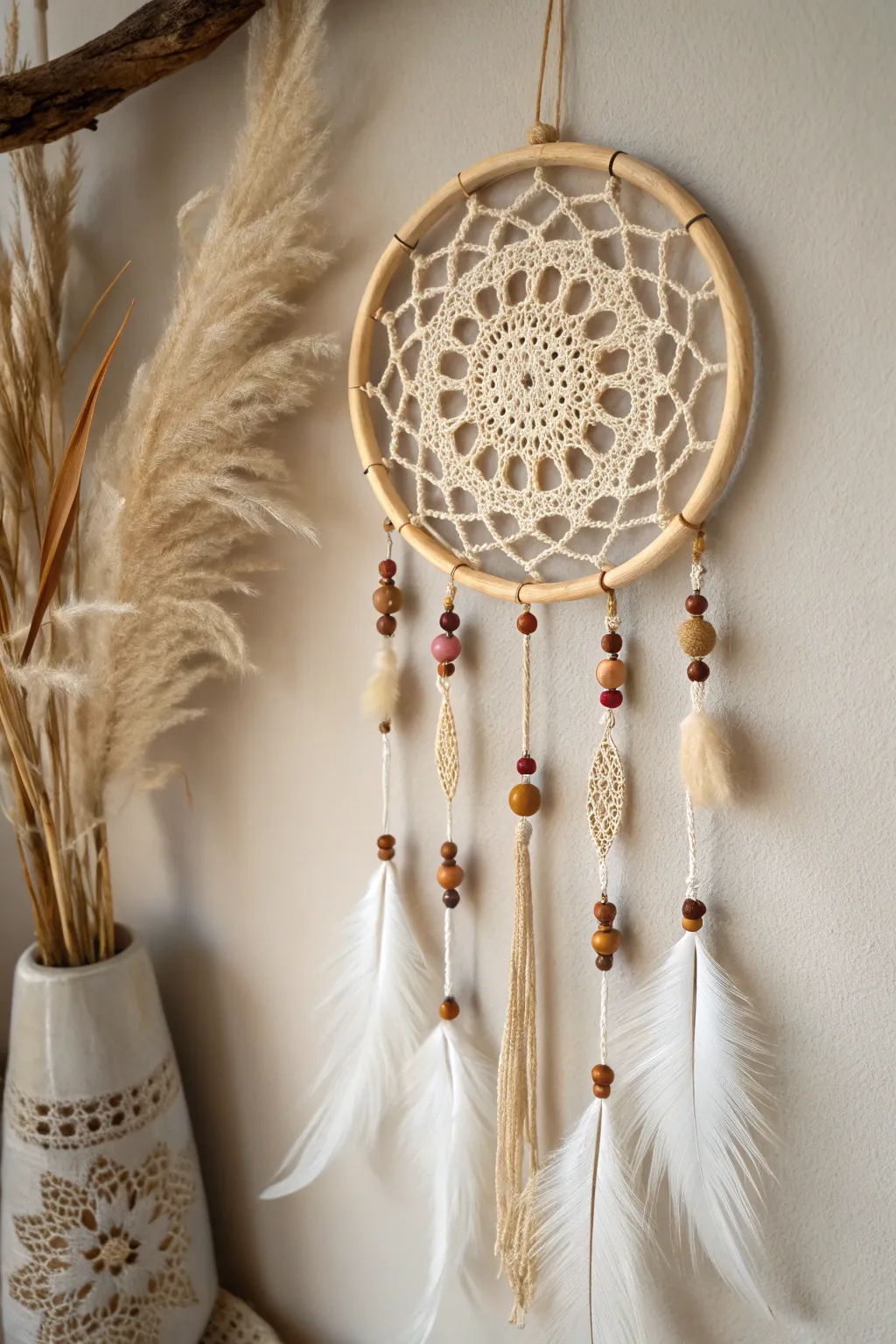 Capture sweet dreams with this charming mini crochet dreamcatcher, a perfect blend of Scandinavian minimalism and boho charm.