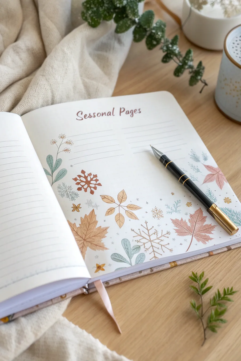 Capture the essence of each season with your friendship journal's seasonal pages.